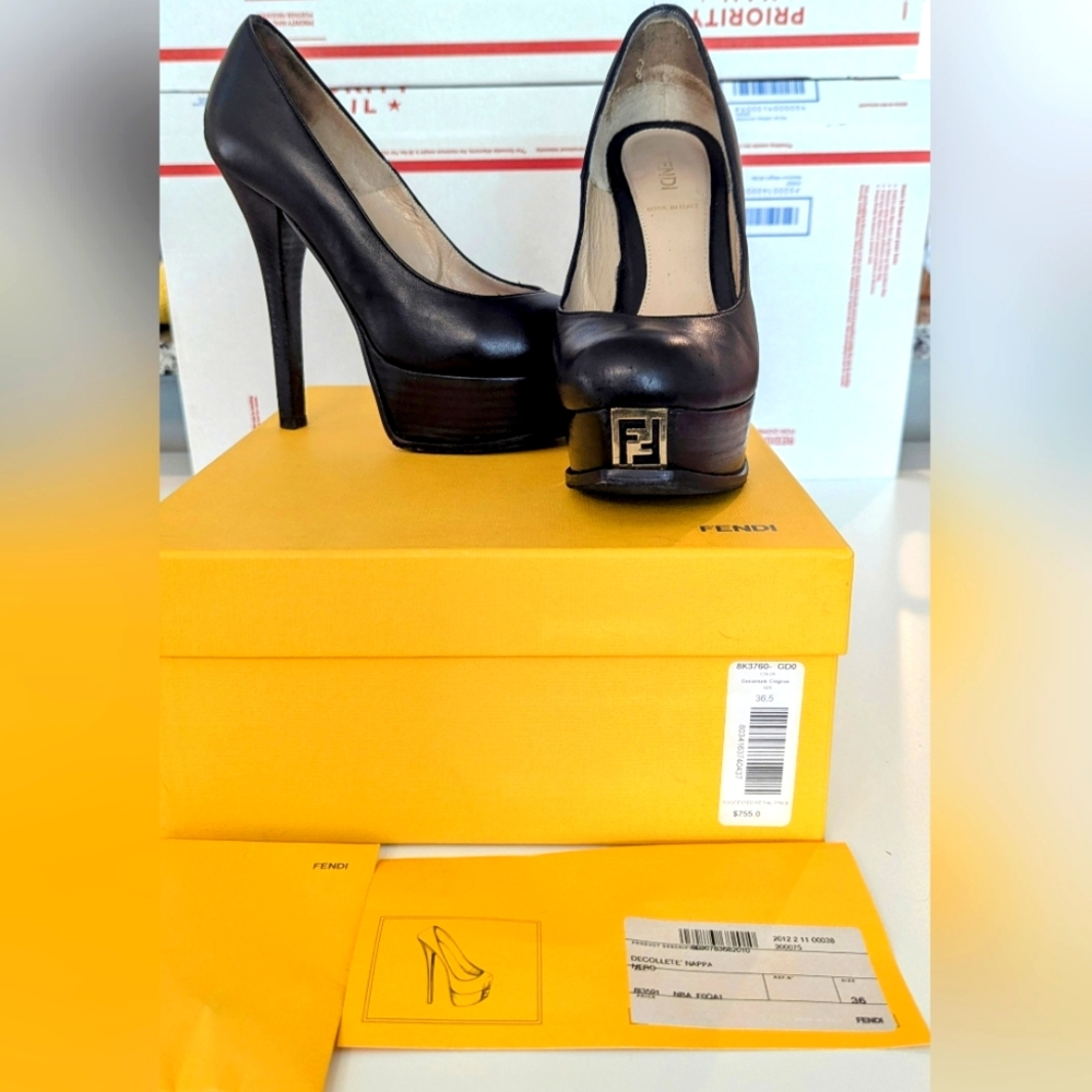 Fendi Fendista Logo Platform Pump Black 36/6